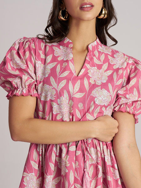 Women's Pink Printed Rayon Casual Top