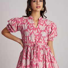 Women's Pink Printed Rayon Casual Top