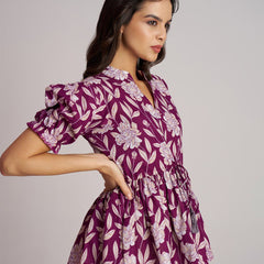 Women's Purple Printed Rayon Casual Top