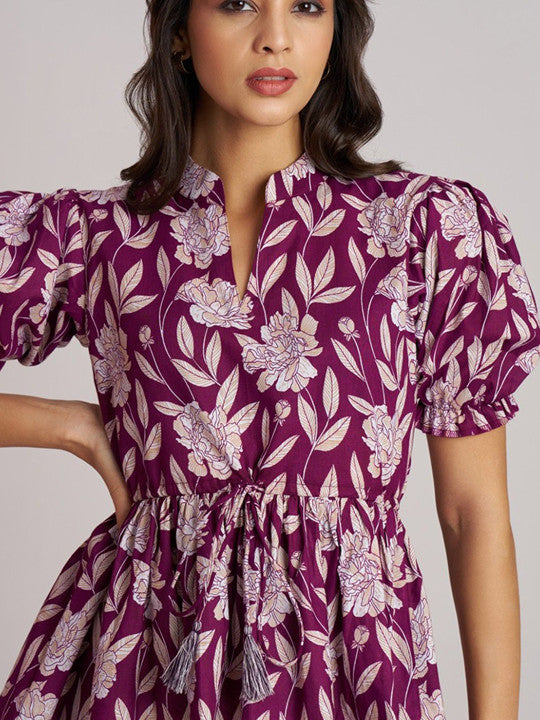 Women's Purple Printed Rayon Casual Top
