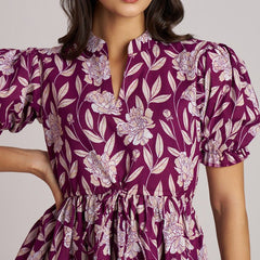 Women's Purple Printed Rayon Casual Top