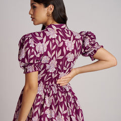Women's Purple Printed Rayon Casual Top