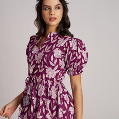 Women's Purple Printed Rayon Casual Top