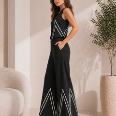 Classic Black Cotton Flex Sleeveless Co-Ord Set