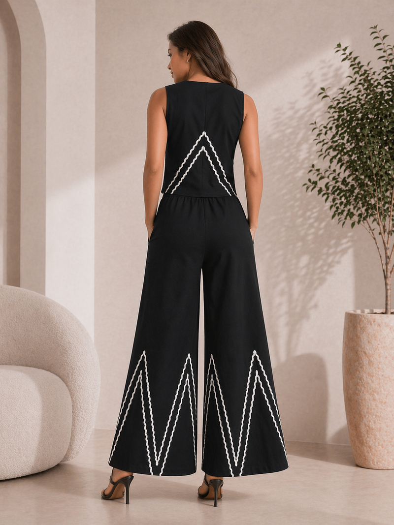 Classic Black Cotton Flex Sleeveless Co-Ord Set