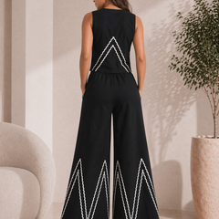Classic Black Cotton Flex Sleeveless Co-Ord Set