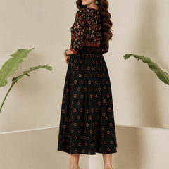 Classic Black Printed Rayon Kurta for Women