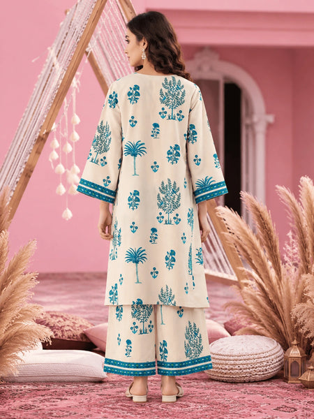 Blue Bloom Cotton Kurta Palazzo Co-ord Set