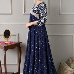 Indigo Charm Printed Anarkali