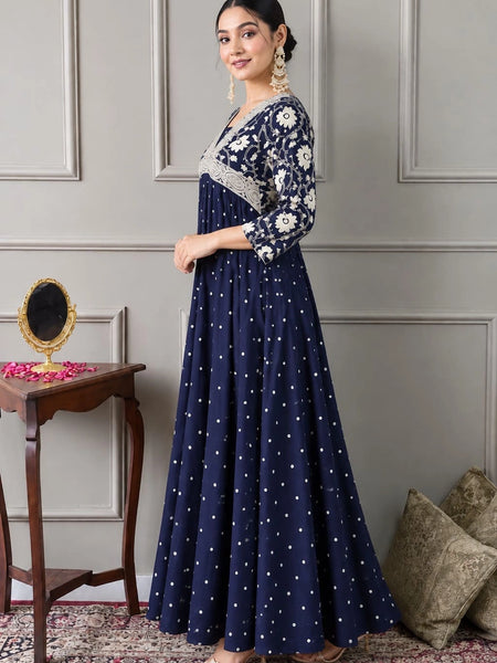 Indigo Charm Printed Anarkali