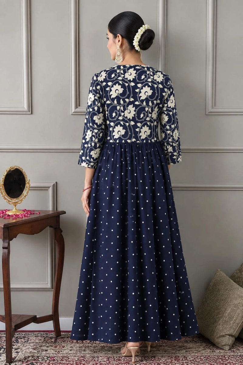 Indigo Charm Printed Anarkali