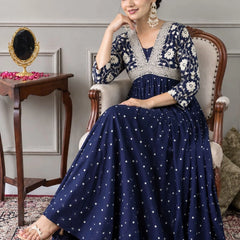 Indigo Charm Printed Anarkali