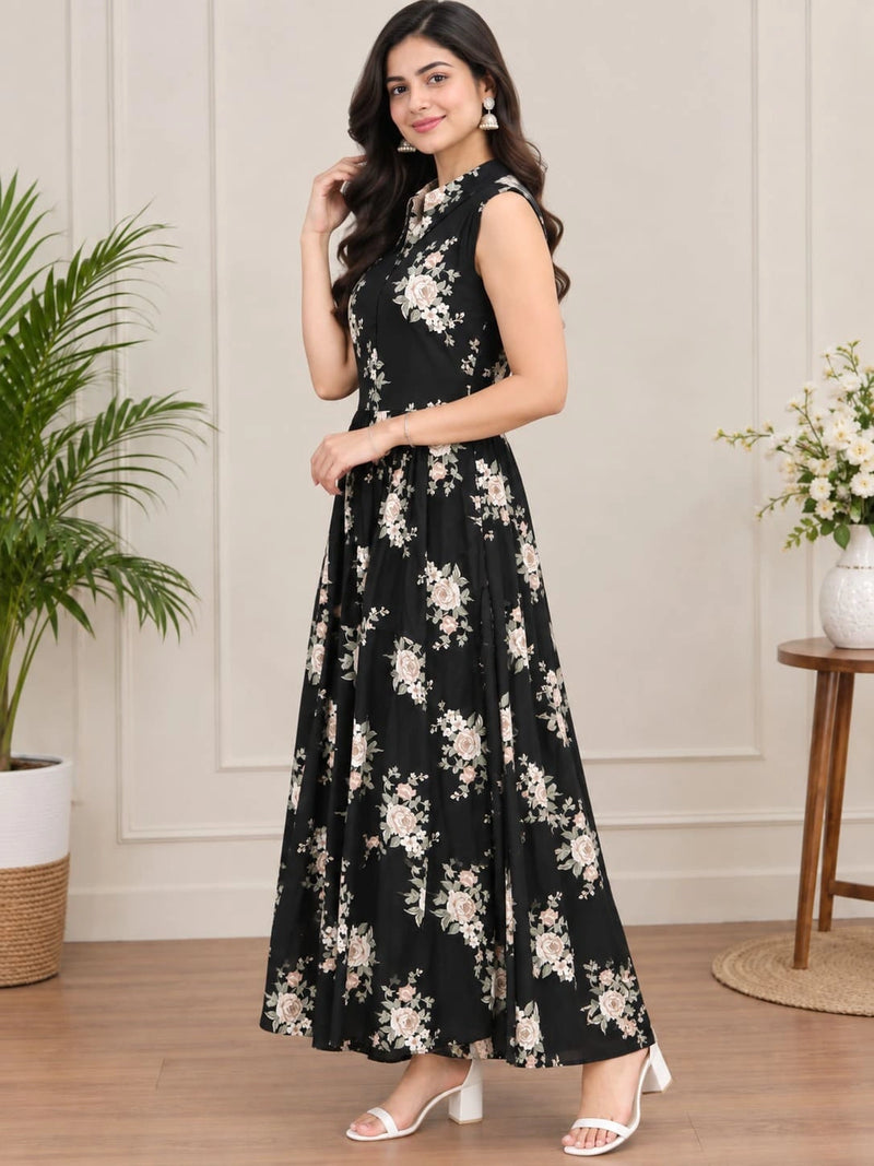Midnight Bloom Flare Dress