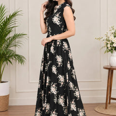 Midnight Bloom Flare Dress
