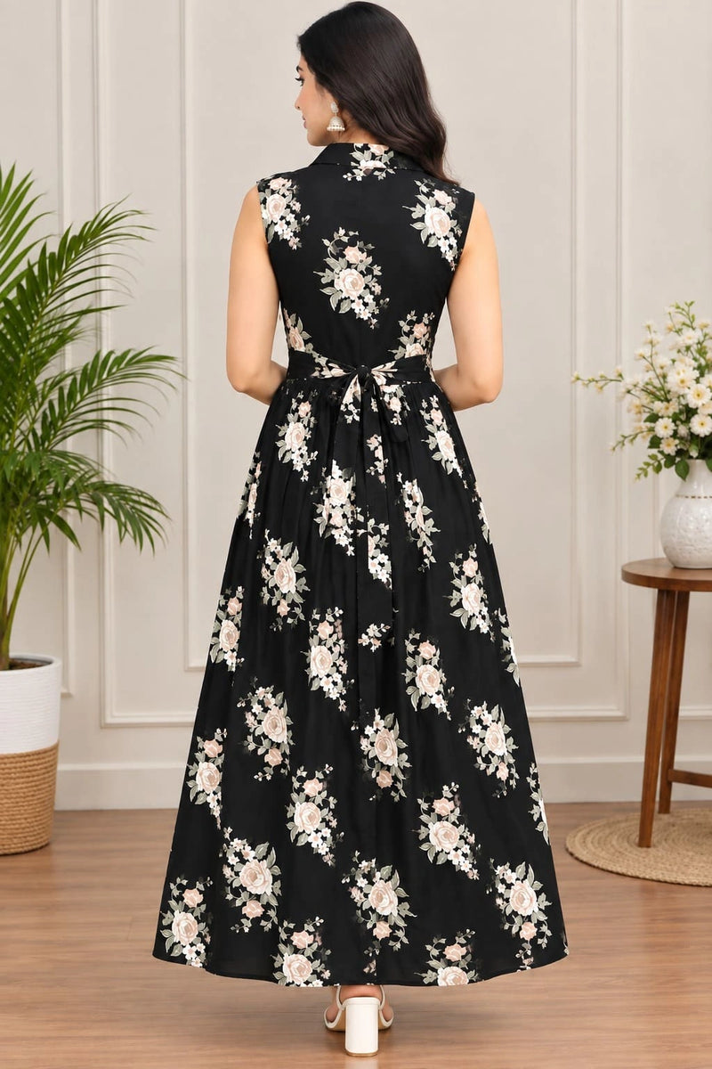 Midnight Bloom Flare Dress