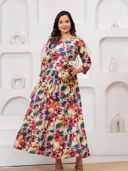 Multicolor Floral Print Wrap Style Kurti