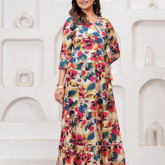 Multicolor Floral Print Wrap Style Kurti