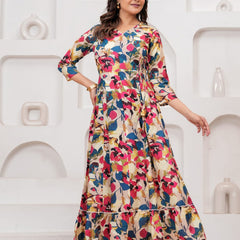 Multicolor Floral Print Wrap Style Kurti