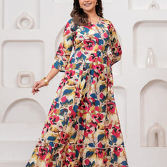 Multicolor Floral Print Wrap Style Kurti