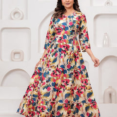 Multicolor Floral Print Wrap Style Kurti