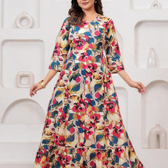 Multicolor Floral Print Wrap Style Kurti