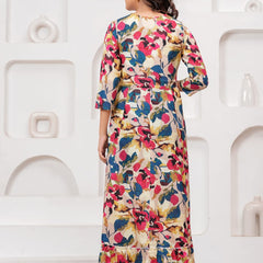 Multicolor Floral Print Wrap Style Kurti