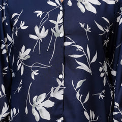 Navy Blue Floral Print Shirt Top