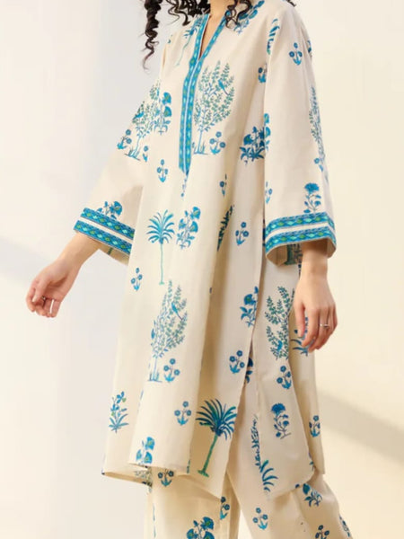 Blue Bloom Cotton Kurta Palazzo Co-ord Set