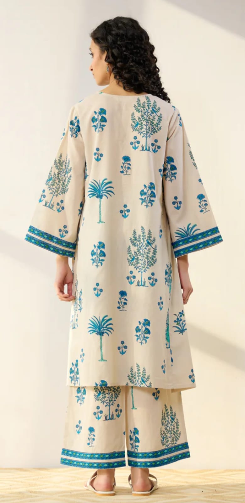 Blue Bloom Cotton Kurta Palazzo Co-ord Set