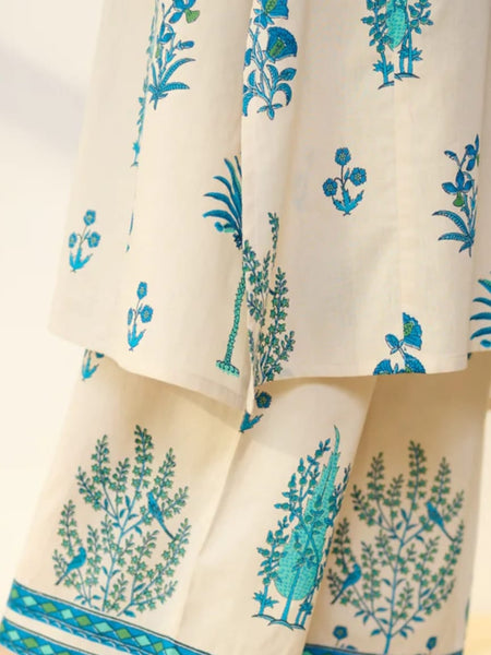 Blue Bloom Cotton Kurta Palazzo Co-ord Set