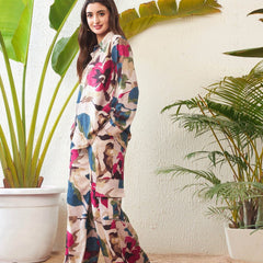 Beige Multicolor Floral Co-ord Set