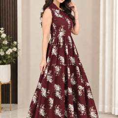 Wine Bloom Flare Dress