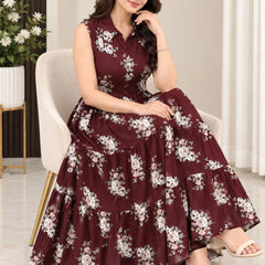 Wine Bloom Flare Dress