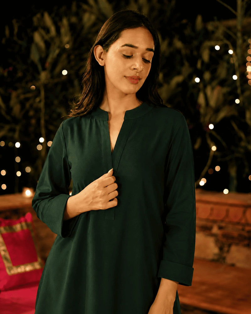 Women's Premium Solid Cotton Co-Ord Set | Elegant Kurta & Pegged Pants