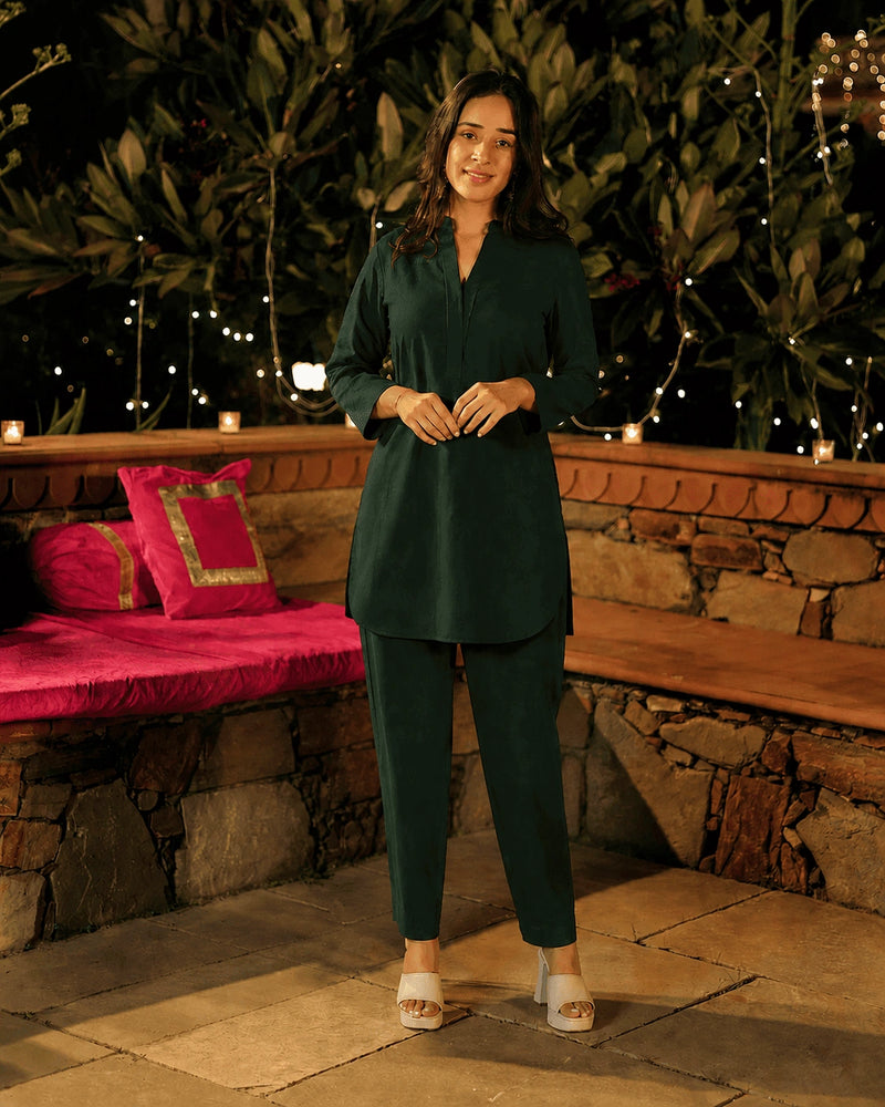 Women's Premium Solid Cotton Co-Ord Set | Elegant Kurta & Pegged Pants