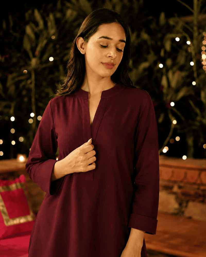 Women's Premium Solid Cotton Co-Ord Set | Elegant Kurta & Pegged Pants