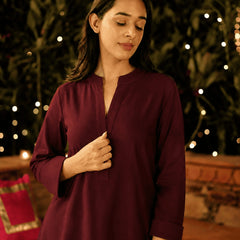 Women's Premium Solid Cotton Co-Ord Set | Elegant Kurta & Pegged Pants