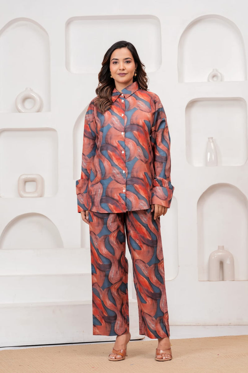 Abstract Print Rayon Co-Ord Set