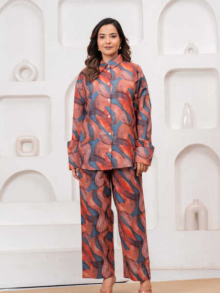 Abstract Print Rayon Co-Ord Set