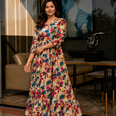 Multicolor Floral Print Wrap Style Kurti