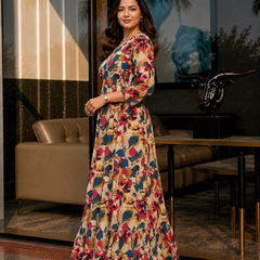 Multicolor Floral Print Wrap Style Kurti