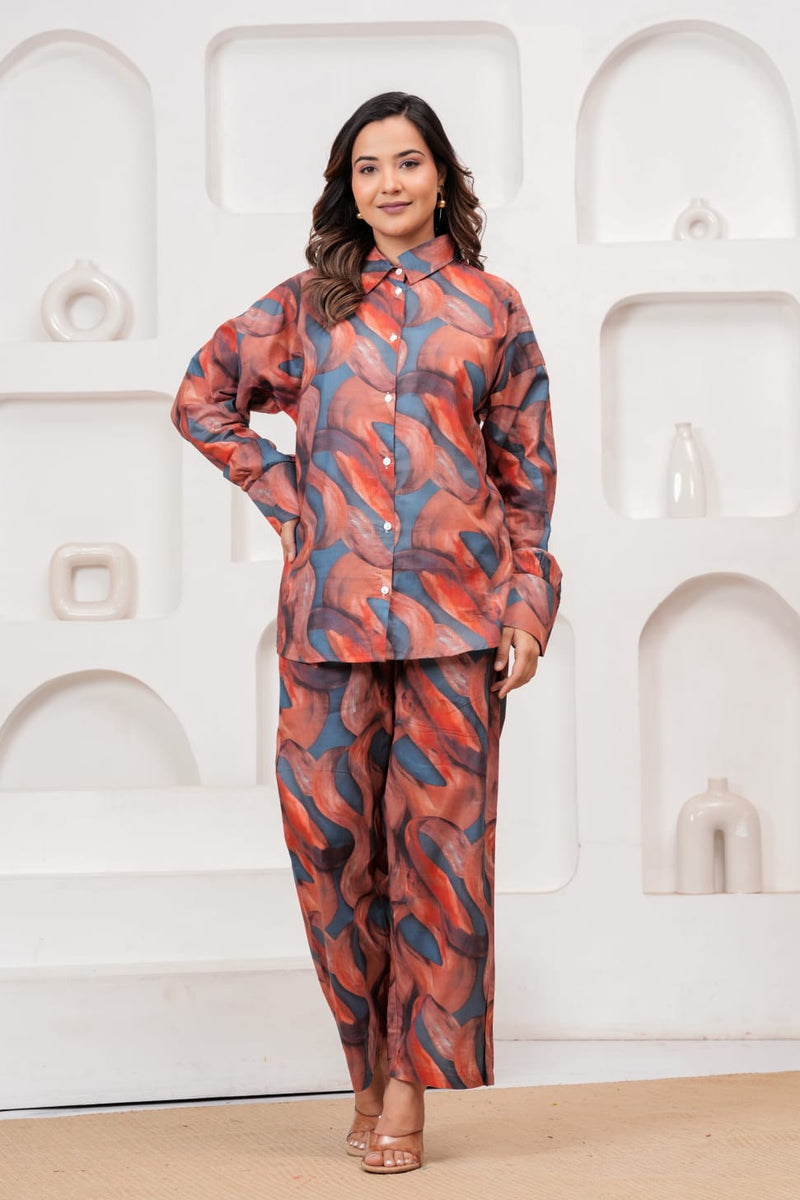 Abstract Print Rayon Co-Ord Set