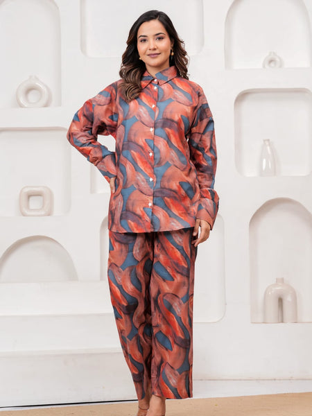 Abstract Print Rayon Co-Ord Set