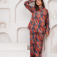 Abstract Print Rayon Co-Ord Set