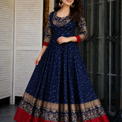 Elegant Navy Blue Anarkali Dress
