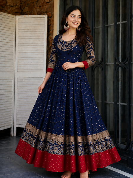 Elegant Navy Blue Anarkali Dress