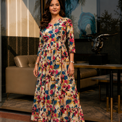 Multicolor Floral Print Wrap Style Kurti